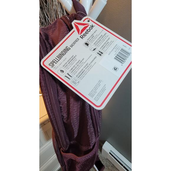 Reebok Spellbinding Maroon Water Resistant Backpack Laptop Bag Multi Pocket NEW - Picture 11 of 11